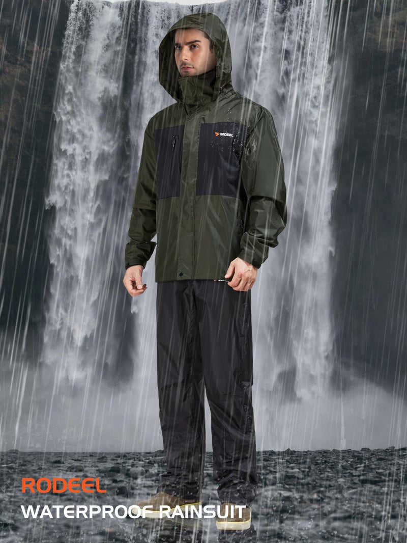 Rodeel Waterproof Fishing Rain Suit for Men (Rain gear Jacket & Trouser Suit) - Image 2
